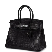 Hermes Birkin 30 Black Matte Alligator Palladium Hardware Hermes Birkin 30 Black Matte Alligator Palladium Hardware