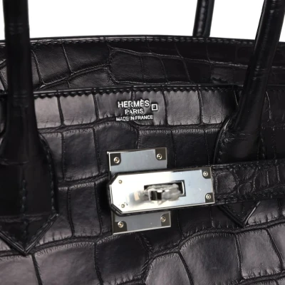 Hermes Birkin 30 Black Matte Alligator Palladium Hardware Hermes Birkin 30 Black Matte Alligator Palladium Hardware