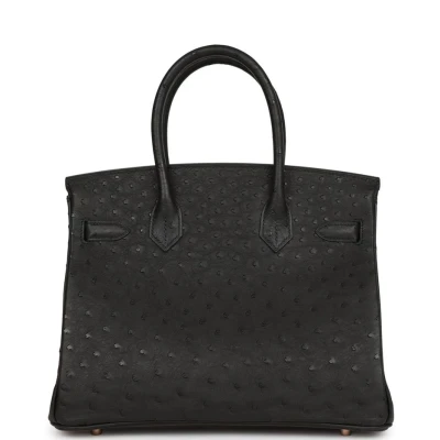 Hermes Birkin 30 Black Ostrich Rose Gold Hardware Hermes Birkin 30 Black Ostrich Rose Gold Hardware