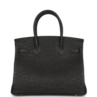 Hermes Birkin 30 Black Ostrich Rose Gold Hardware Hermes Birkin 30 Black Ostrich Rose Gold Hardware