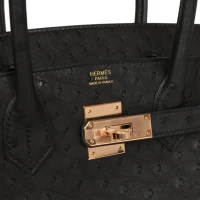 Hermes Birkin 30 Black Ostrich Rose Gold Hardware Hermes Birkin 30 Black Ostrich Rose Gold Hardware