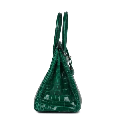 Hermes Birkin 30 Emerald Shiny Niloticus Crocodile Palladium Hardware