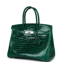Hermes Birkin 30 Emerald Shiny Niloticus Crocodile Palladium Hardware