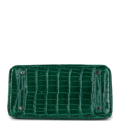 Hermes Birkin 30 Emerald Shiny Niloticus Crocodile Palladium Hardware
