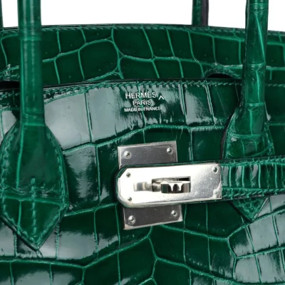 Hermes Birkin 30 Emerald Shiny Niloticus Crocodile Palladium Hardware