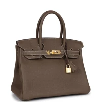 Hermes Birkin 30 Etoupe Clemence Gold Hardware Hermes Birkin 30 Etoupe Clemence Gold Hardware