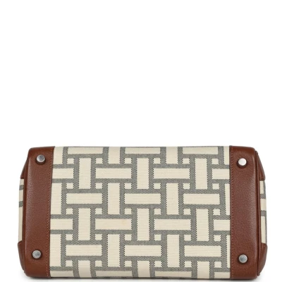 Hermes Birkin 30 Marron D'Inde Buffalo and Mosaique Canvas Palladium Hardware
