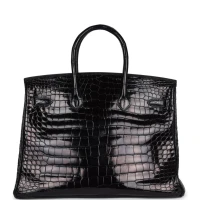 Hermes Birkin 35 Black Shiny Porosus Crocodile Gold Hardware Hermes Birkin 35 Black Shiny Porosus Crocodile Gold Hardware