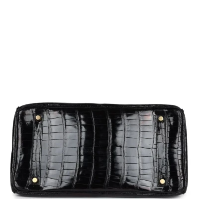 Hermes Birkin 35 Black Shiny Porosus Crocodile Gold Hardware Hermes Birkin 35 Black Shiny Porosus Crocodile Gold Hardware