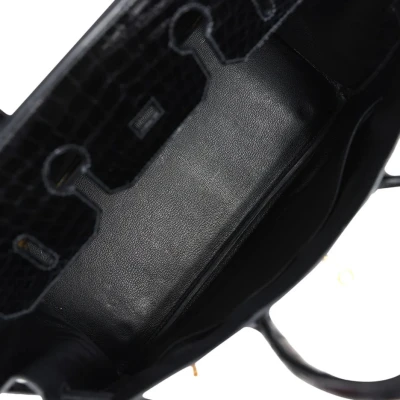 Hermes Birkin 35 Black Shiny Porosus Crocodile Gold Hardware Hermes Birkin 35 Black Shiny Porosus Crocodile Gold Hardware