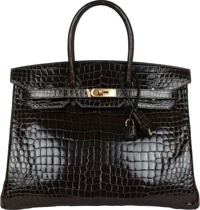 Hermes Birkin 35 Graphite Shiny Porosus Crocodile Gold Hardware Hermes Birkin 35 Graphite Shiny Porosus Crocodile Gold Hardware