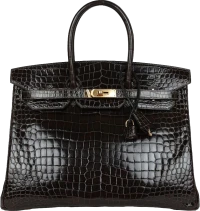 Hermes Birkin 35 Graphite Shiny Porosus Crocodile Gold Hardware Hermes Birkin 35 Graphite Shiny Porosus Crocodile Gold Hardware