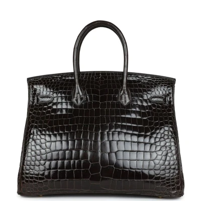 Hermes Birkin 35 Graphite Shiny Porosus Crocodile Gold Hardware Hermes Birkin 35 Graphite Shiny Porosus Crocodile Gold Hardware