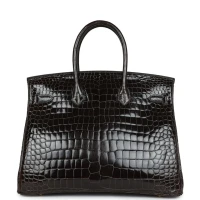 Hermes Birkin 35 Graphite Shiny Porosus Crocodile Gold Hardware Hermes Birkin 35 Graphite Shiny Porosus Crocodile Gold Hardware