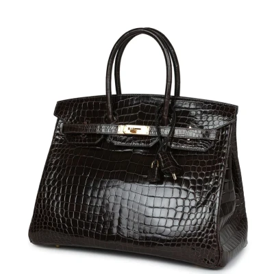 Hermes Birkin 35 Graphite Shiny Porosus Crocodile Gold Hardware Hermes Birkin 35 Graphite Shiny Porosus Crocodile Gold Hardware