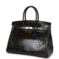 Hermes Birkin 35 Graphite Shiny Porosus Crocodile Gold Hardware Hermes Birkin 35 Graphite Shiny Porosus Crocodile Gold Hardware
