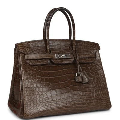 Hermes Birkin 35 Gris Elephant Matte Alligator Palladium Hardware Hermes Birkin 35 Gris Elephant Matte Alligator Palladium Hardware