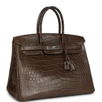 Hermes Birkin 35 Gris Elephant Matte Alligator Palladium Hardware Hermes Birkin 35 Gris Elephant Matte Alligator Palladium Hardware