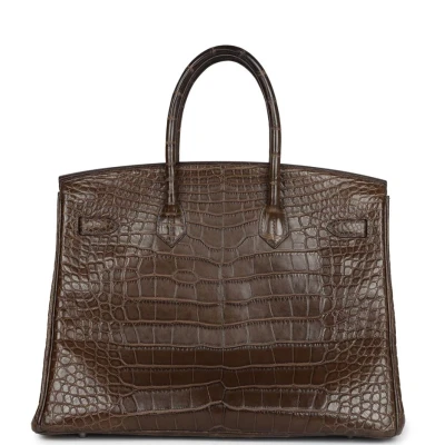 Hermes Birkin 35 Gris Elephant Matte Alligator Palladium Hardware Hermes Birkin 35 Gris Elephant Matte Alligator Palladium Hardware