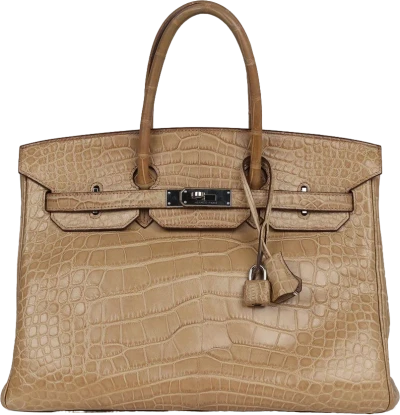 Hermes Birkin 35 Poussiere Matte Alligator Palladium Hardware Hermes Birkin 35 Poussiere Matte Alligator Palladium Hardware