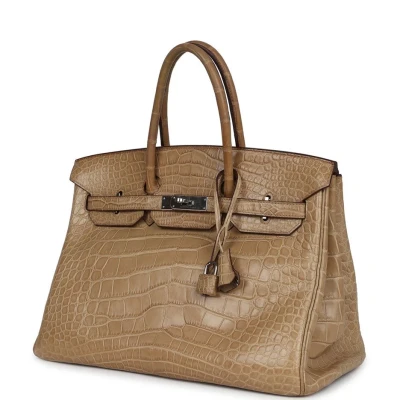 Hermes Birkin 35 Poussiere Matte Alligator Palladium Hardware Hermes Birkin 35 Poussiere Matte Alligator Palladium Hardware