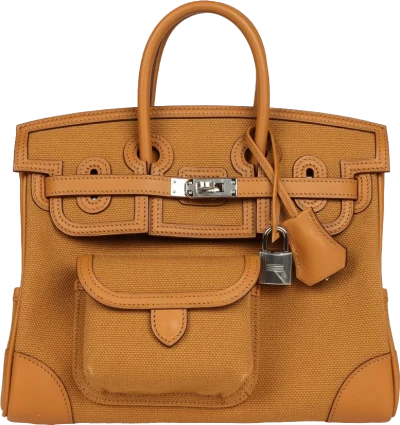 Hermes Birkin Cargo 25 Sesame Swift and Desert Toile Canvas Palladium Hardware Hermes Birkin Cargo 25 Sesame Swift and Desert Toile Canvas Palladium Hardware