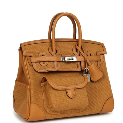 Hermes Birkin Cargo 25 Sesame Swift and Desert Toile Canvas Palladium Hardware Hermes Birkin Cargo 25 Sesame Swift and Desert Toile Canvas Palladium Hardware