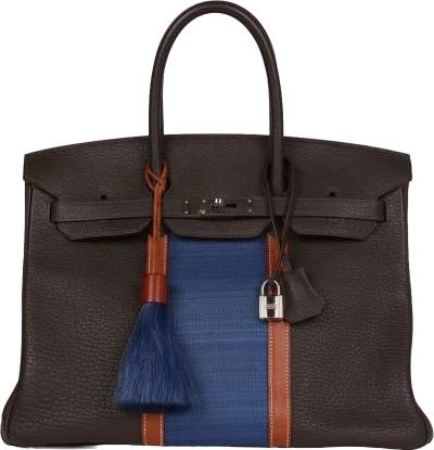 Hermes Birkin Club 35 Vert Bronze, Blue Thalassa, Fauve Barenia Fjord & Ottomane Palladium Hardware Hermes Birkin Club 35 Vert Bronze, Blue Thalassa, Fauve Barenia Fjord & Ottomane Palladium Hardware