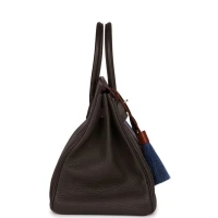 Hermes Birkin Club 35 Vert Bronze, Blue Thalassa, Fauve Barenia Fjord & Ottomane Palladium Hardware Hermes Birkin Club 35 Vert Bronze, Blue Thalassa, Fauve Barenia Fjord & Ottomane Palladium Hardware