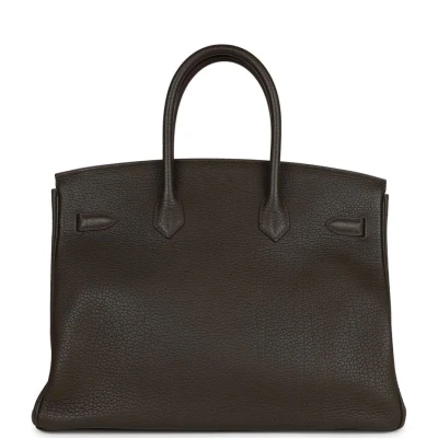 Hermes Birkin Club 35 Vert Bronze, Blue Thalassa, Fauve Barenia Fjord & Ottomane Palladium Hardware Hermes Birkin Club 35 Vert Bronze, Blue Thalassa, Fauve Barenia Fjord & Ottomane Palladium Hardware
