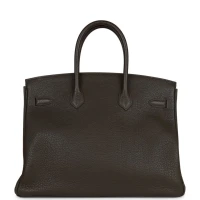 Hermes Birkin Club 35 Vert Bronze, Blue Thalassa, Fauve Barenia Fjord & Ottomane Palladium Hardware Hermes Birkin Club 35 Vert Bronze, Blue Thalassa, Fauve Barenia Fjord & Ottomane Palladium Hardware