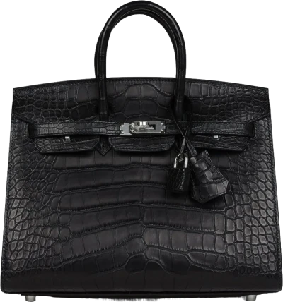 Hermes Birkin Sellier 25 Black Matte Alligator Palladium Hardware Hermes Birkin Sellier 25 Black Matte Alligator Palladium Hardware
