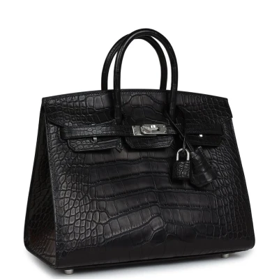 Hermes Birkin Sellier 25 Black Matte Alligator Palladium Hardware Hermes Birkin Sellier 25 Black Matte Alligator Palladium Hardware