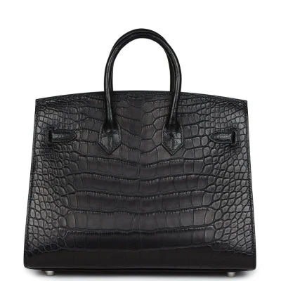 Hermes Birkin Sellier 25 Black Matte Alligator Palladium Hardware Hermes Birkin Sellier 25 Black Matte Alligator Palladium Hardware
