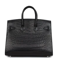 Hermes Birkin Sellier 25 Black Matte Alligator Palladium Hardware Hermes Birkin Sellier 25 Black Matte Alligator Palladium Hardware