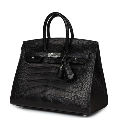 Hermes Birkin Sellier 25 Black Matte Alligator Palladium Hardware Hermes Birkin Sellier 25 Black Matte Alligator Palladium Hardware