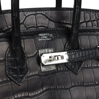 Hermes Birkin Sellier 25 Black Matte Alligator Palladium Hardware Hermes Birkin Sellier 25 Black Matte Alligator Palladium Hardware