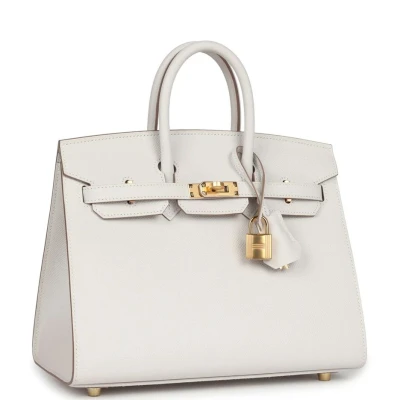 Hermes Birkin Sellier 25 Gris Pale Epsom Gold Hardware