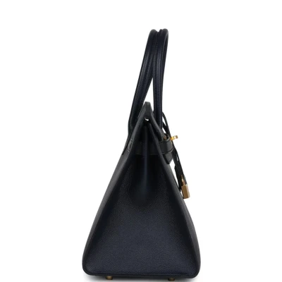 Hermes Casaque Birkin Sellier 30 Black, Bleu Indigo and Bleu Zanzibar Epsom Gold Hardware Hermes Casaque Birkin Sellier 30 Black, Bleu Indigo and Bleu Zanzibar Epsom Gold Hardware