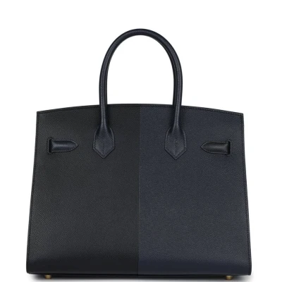 Hermes Casaque Birkin Sellier 30 Black, Bleu Indigo and Bleu Zanzibar Epsom Gold Hardware Hermes Casaque Birkin Sellier 30 Black, Bleu Indigo and Bleu Zanzibar Epsom Gold Hardware