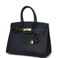 Hermes Casaque Birkin Sellier 30 Black, Bleu Indigo and Bleu Zanzibar Epsom Gold Hardware Hermes Casaque Birkin Sellier 30 Black, Bleu Indigo and Bleu Zanzibar Epsom Gold Hardware