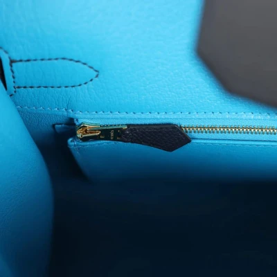 Hermes Casaque Birkin Sellier 30 Black, Bleu Indigo and Bleu Zanzibar Epsom Gold Hardware Hermes Casaque Birkin Sellier 30 Black, Bleu Indigo and Bleu Zanzibar Epsom Gold Hardware