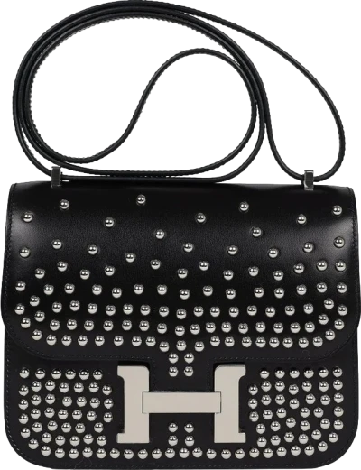 Hermes Constance 1-18 Clouté Black Box Calf Palladium Hardware Hermes Constance 1-18 Clouté Black Box Calf Palladium Hardware