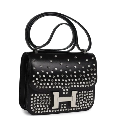 Hermes Constance 1-18 Clouté Black Box Calf Palladium Hardware Hermes Constance 1-18 Clouté Black Box Calf Palladium Hardware