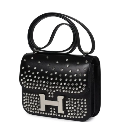 Hermes Constance 1-18 Clouté Black Box Calf Palladium Hardware Hermes Constance 1-18 Clouté Black Box Calf Palladium Hardware