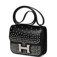 Hermes Constance 1-18 Clouté Black Box Calf Palladium Hardware Hermes Constance 1-18 Clouté Black Box Calf Palladium Hardware