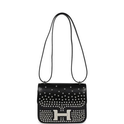 Hermes Constance 1-18 Clouté Black Box Calf Palladium Hardware Hermes Constance 1-18 Clouté Black Box Calf Palladium Hardware