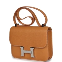 Hermes Constance 1-24 Naturel Sable Vache Naturel Graine Palladium Hardware