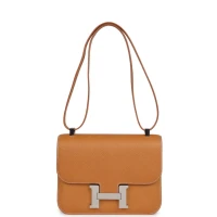 Hermes Constance 1-24 Naturel Sable Vache Naturel Graine Palladium Hardware