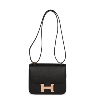Hermes Constance 18 Black Epsom Rose Gold Hardware
